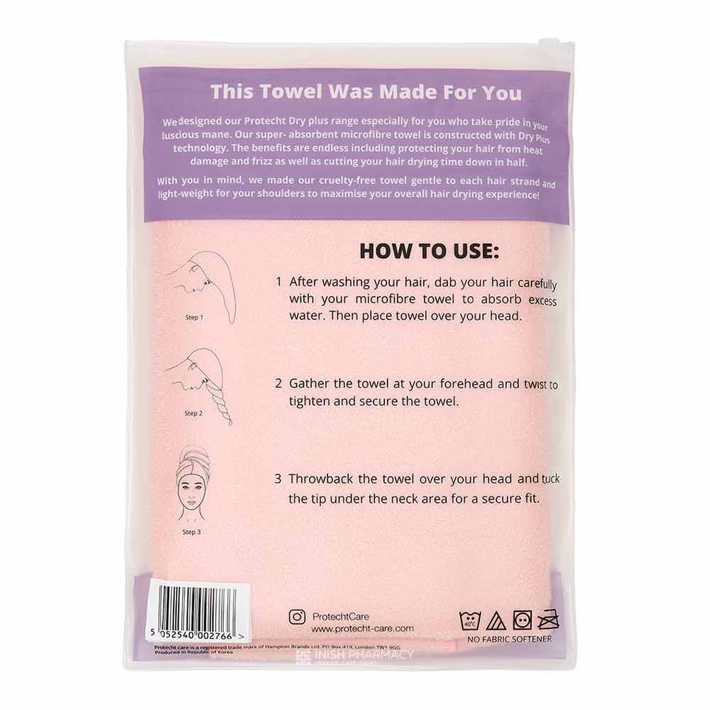 Protecht Dry Plus Super Absorbent Hair Towel Gossamer Pink - Image 2