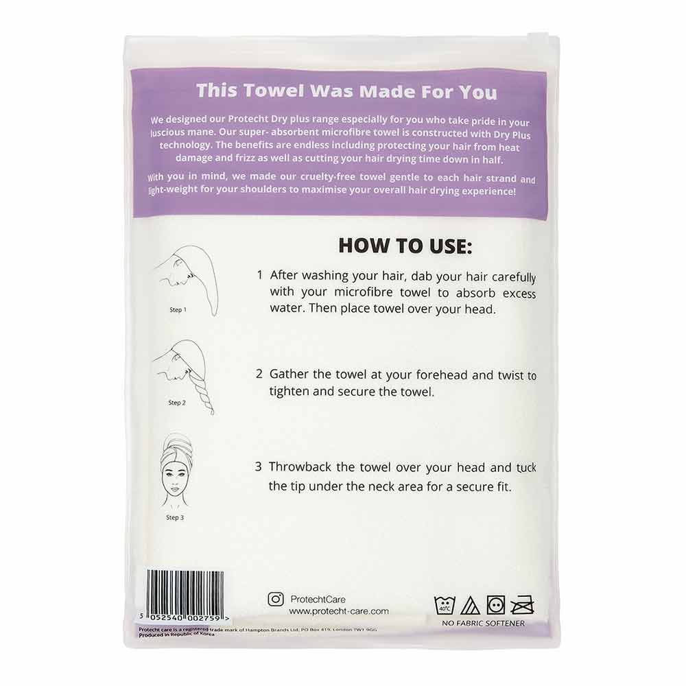 Protecht Dry Plus Super Absorbent Hair Towel White - Image 2