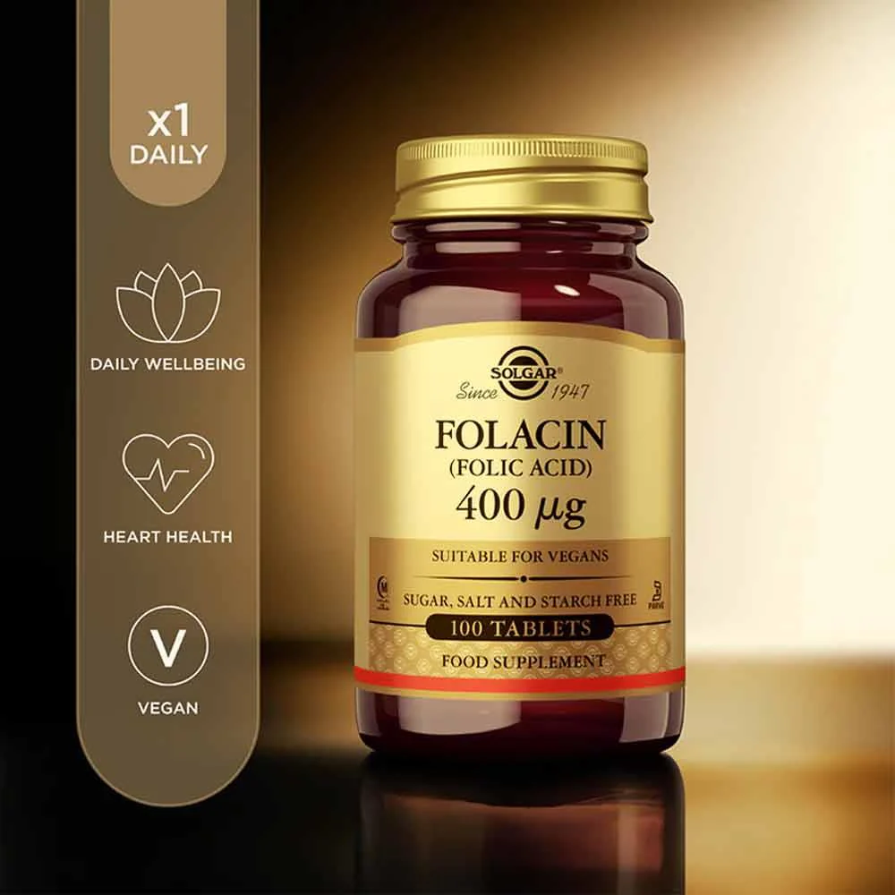 Solgar Folacin Folic Acid 400ug 100 Tablets - Image 2