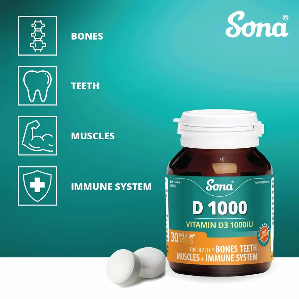 Sona D 1000 Vitamin D3 1000iu 30 Tablets - Image 2