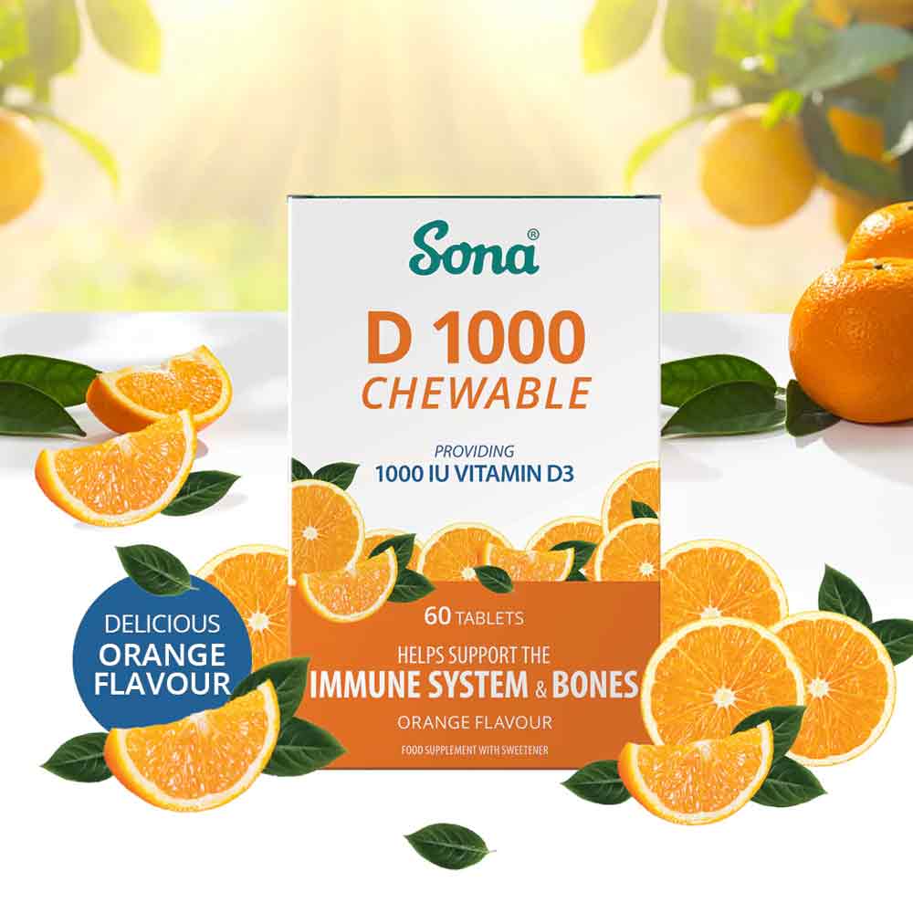 Sona D 1000 Vitamin D3 1000IU 60 Chewable Tablets - Image 2