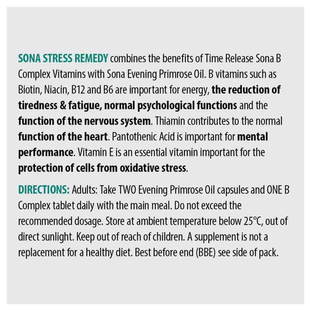 Sona Stress Remedy - Evening Primrose & Vitamin B Complex - 30 Day Pack - Image 2