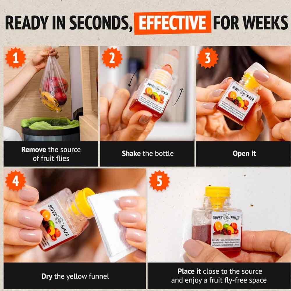 Super Ninja Fruit Fly Trap 12x18ml - Image 3