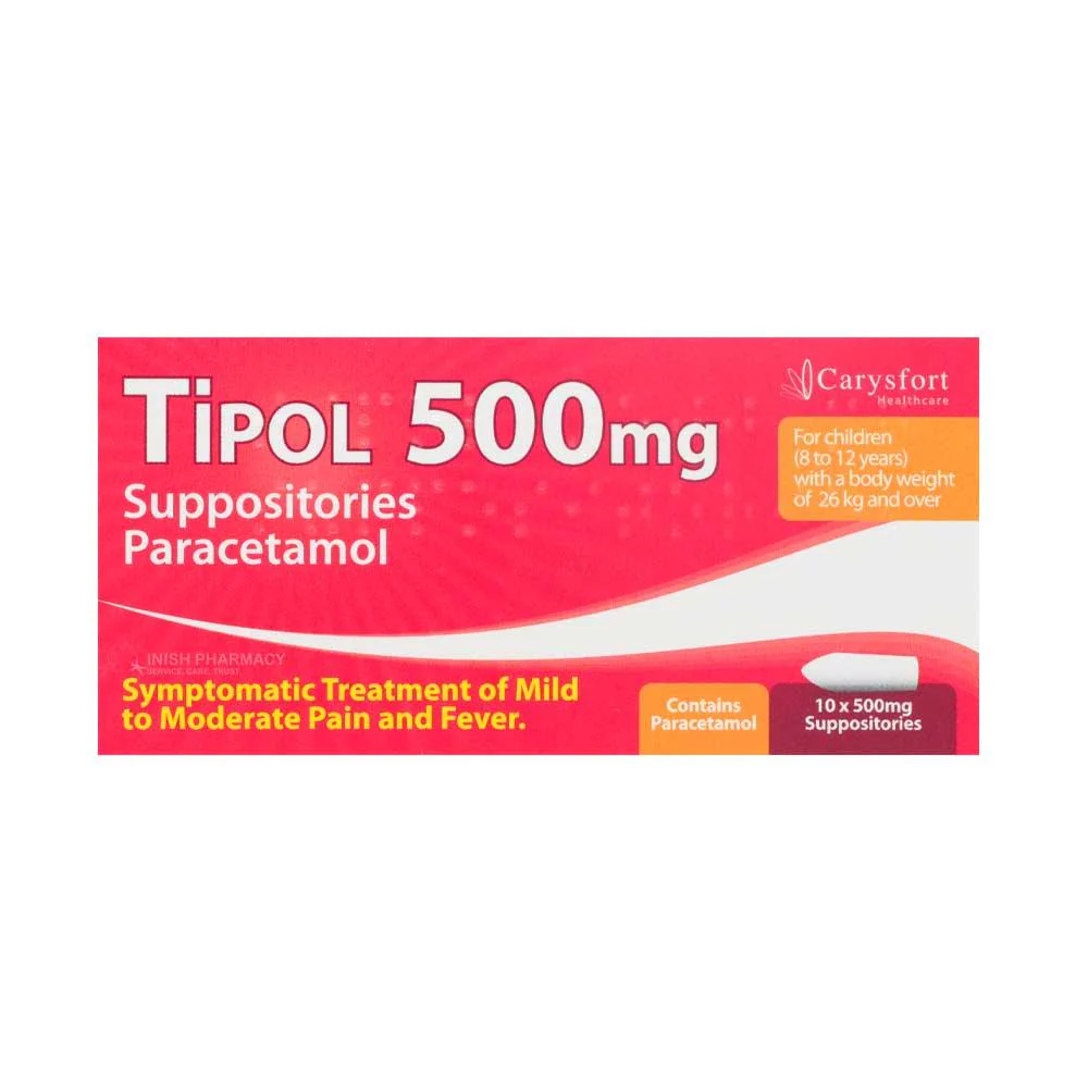 Tipol 500mg Paracetamol Suppositories 10 Pack