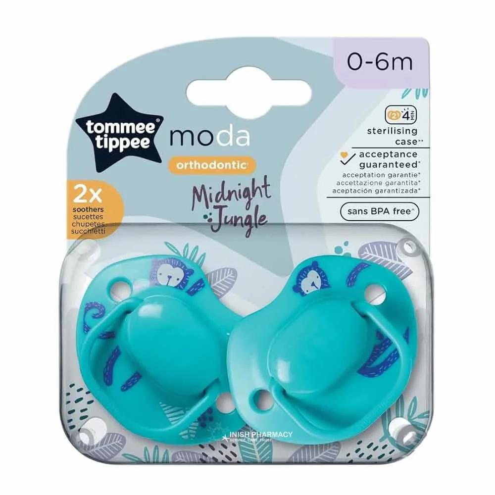 Tommee Tippee Closer To Nature Moda Orthodontic Silicone Soothers 0-6m 2 Pack
