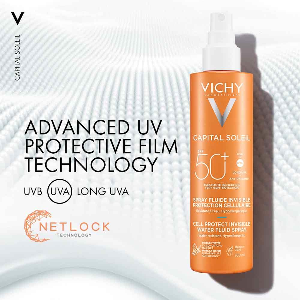 Vichy Capital Soleil Cell Protect SPF50 Water Fluid Spray 200ml - Image 4