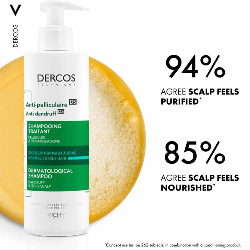 Vichy Dercos Anti Dandruff & Itchy Scalp Shampoo Normal to Oily Hair 390ml - Image 5