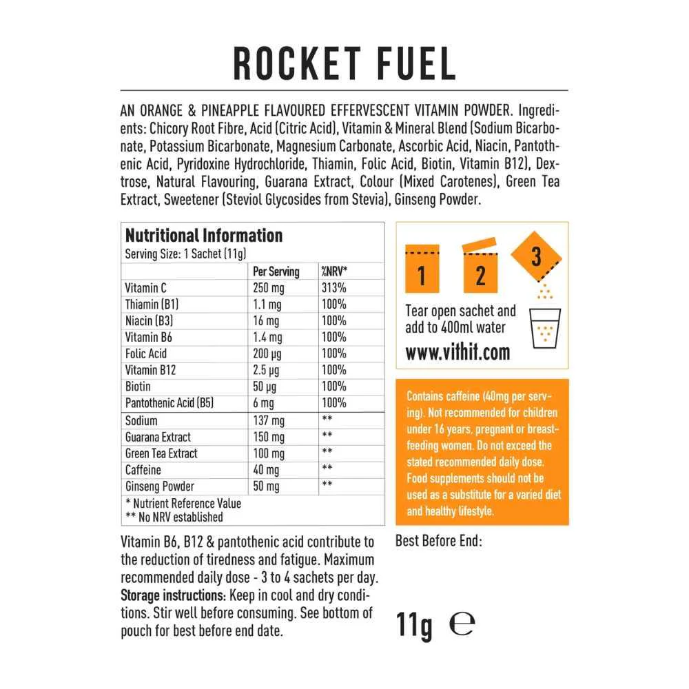 Vit-Hit Rocket Fuel Effervescent Orange & Pineapple 14 Sachets - Image 2