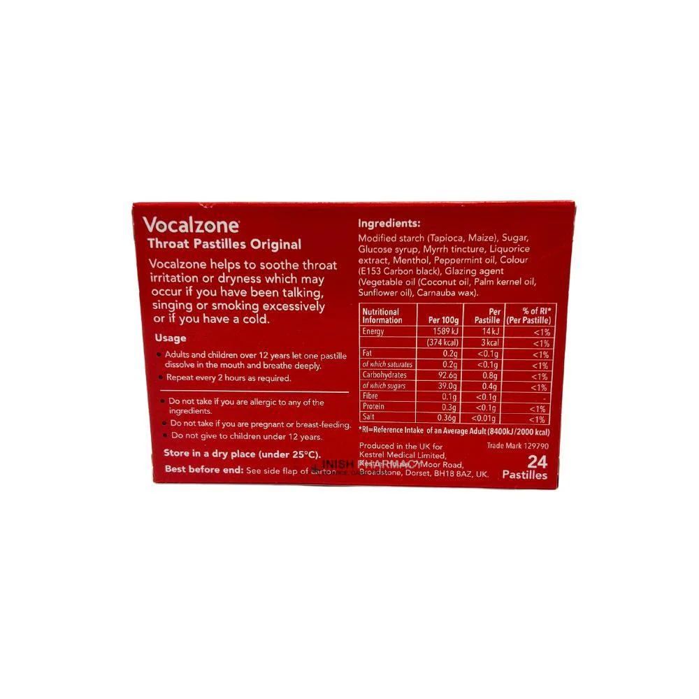 Vocalzone Throat Pastilles For Dry Or Irritated Throat 24 Pack - Image 2