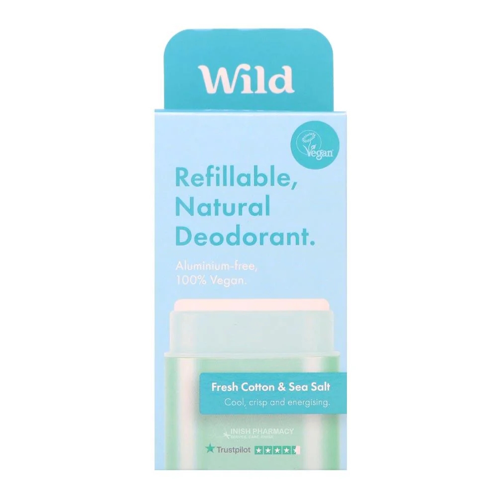 Wild Natural Deodorant Starter Pack Aqua Case With Fresh Cotton & Sea Salt Deodorant - Image 5